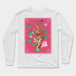 Tiger - Pink by Cindy Rose Studio Long Sleeve T-Shirt